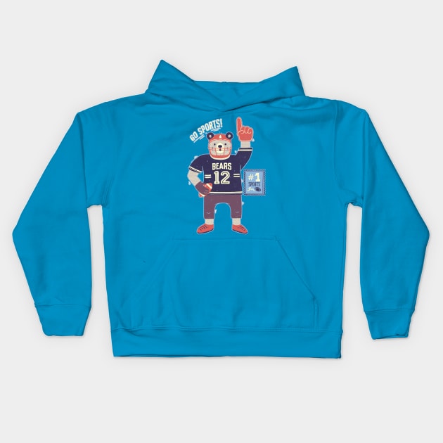 American Football Bear Kids Hoodie by Tobe_Fonseca